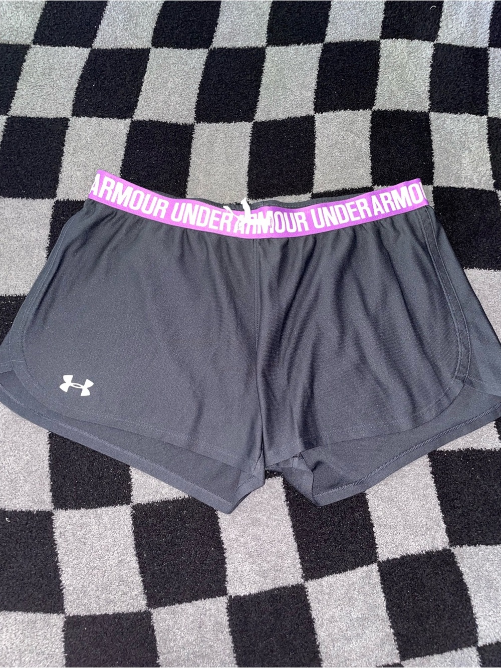 Under Armour Black Athletic Shorts with Pink Branded Waistband